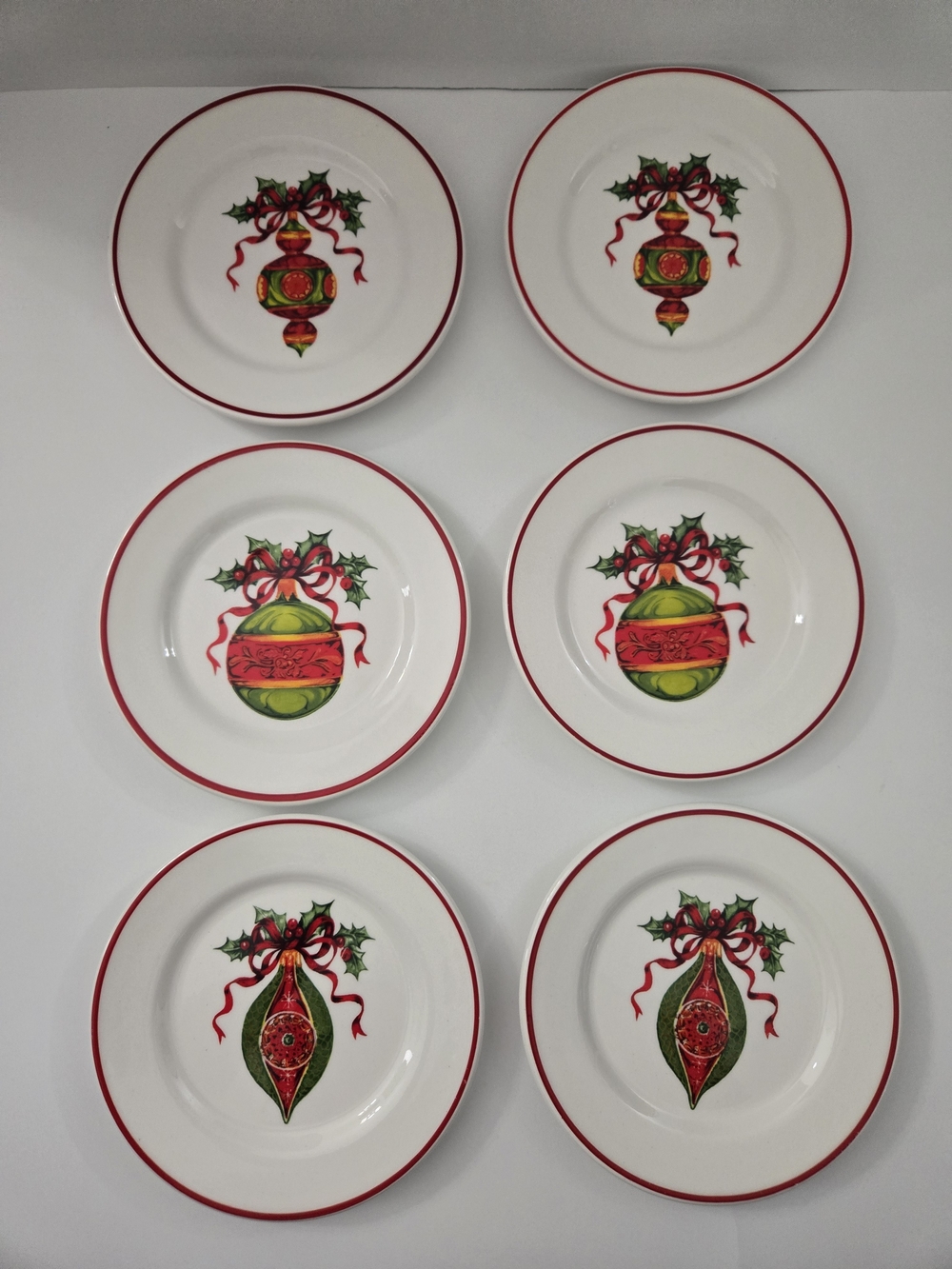 Christopher Radko Traditions Holiday Celebrations Christmas Plates Set of 6 6"